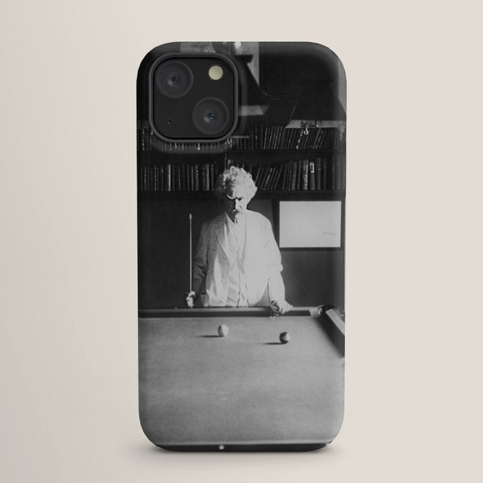1891 Mark Twain playing billiards, pool black and white vintage photograph / photography iPhone Case