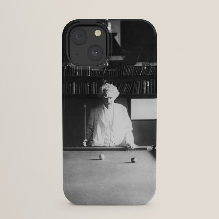 1891 Mark Twain playing billiards, pool black and white vintage photograph / photography iPhone Case