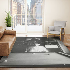 1891 Mark Twain playing billiards, pool black and white vintage photograph / photography Rug