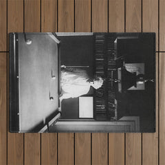 1891 Mark Twain playing billiards, pool black and white vintage photograph / photography Outdoor Rug