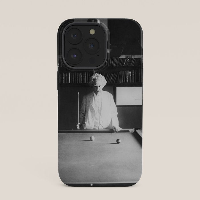 1891 Mark Twain playing billiards, pool black and white vintage photograph / photography iPhone Case