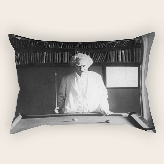 1891 Mark Twain playing billiards, pool black and white vintage photograph / photography Rectangular Pillow
