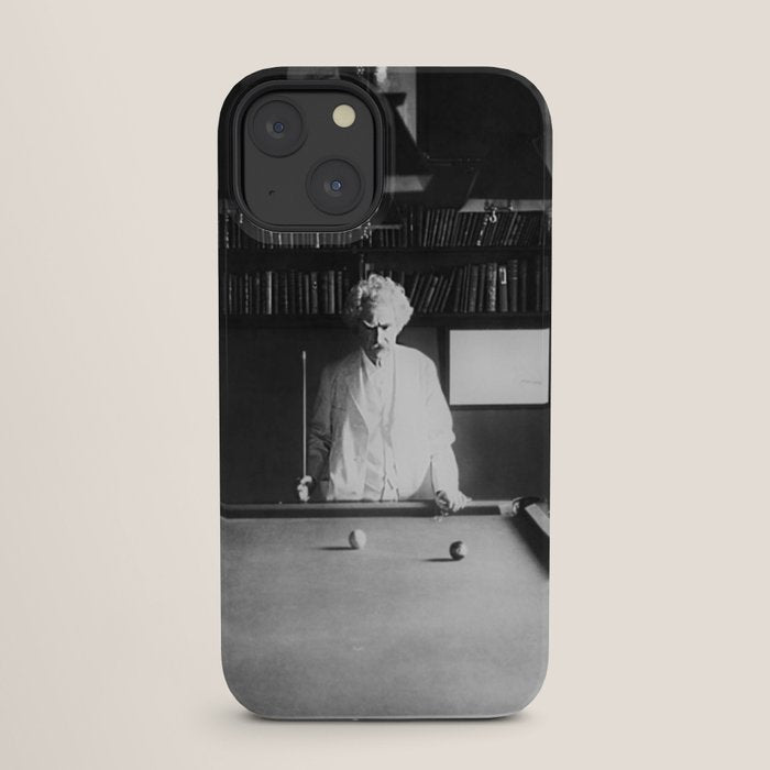 1891 Mark Twain playing billiards, pool black and white vintage photograph / photography iPhone Case
