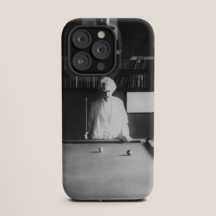 1891 Mark Twain playing billiards, pool black and white vintage photograph / photography iPhone Case