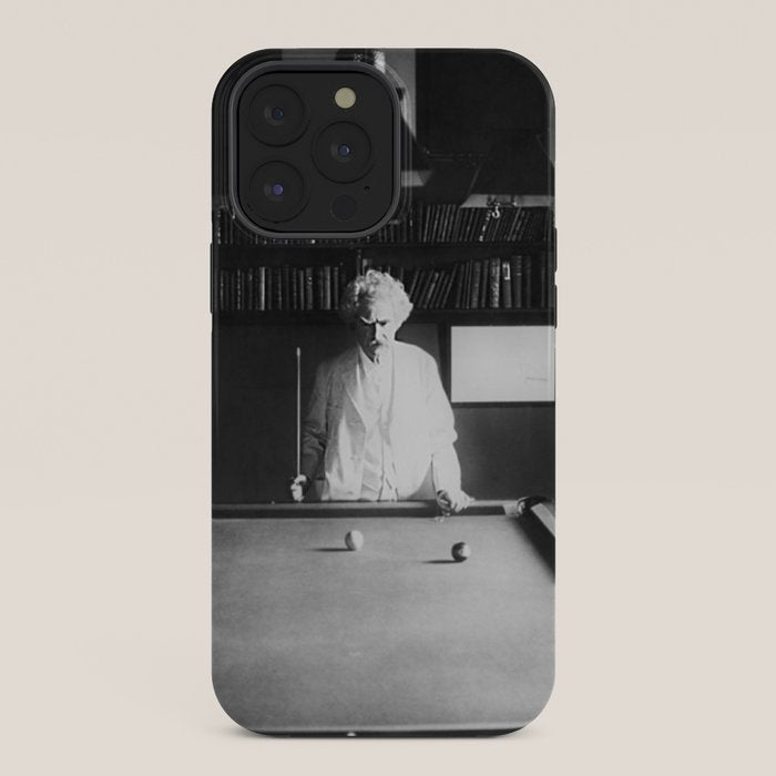 1891 Mark Twain playing billiards, pool black and white vintage photograph / photography iPhone Case