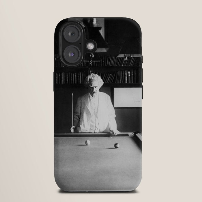 1891 Mark Twain playing billiards, pool black and white vintage photograph / photography iPhone Case