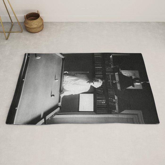 1891 Mark Twain playing billiards, pool black and white vintage photograph / photography Rug