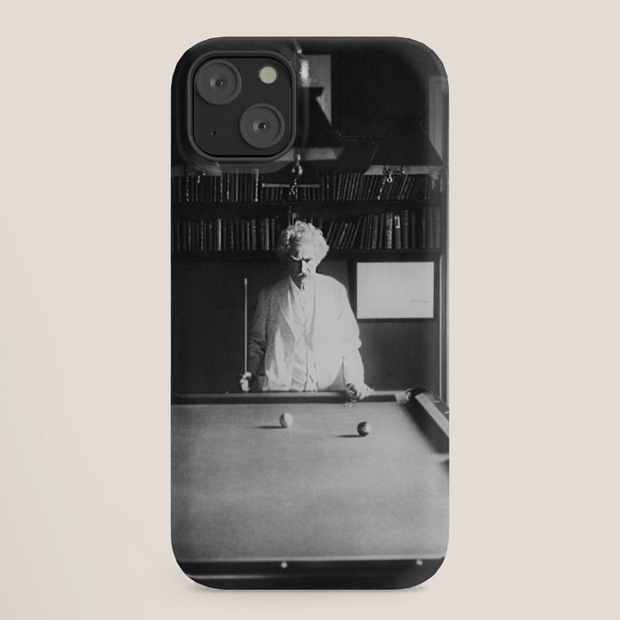 1891 Mark Twain playing billiards, pool black and white vintage photograph / photography iPhone Case