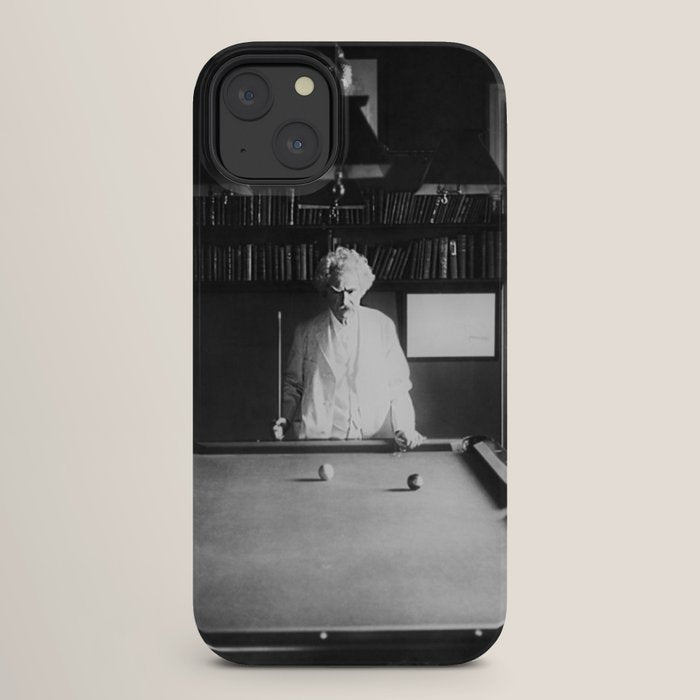 1891 Mark Twain playing billiards, pool black and white vintage photograph / photography iPhone Case