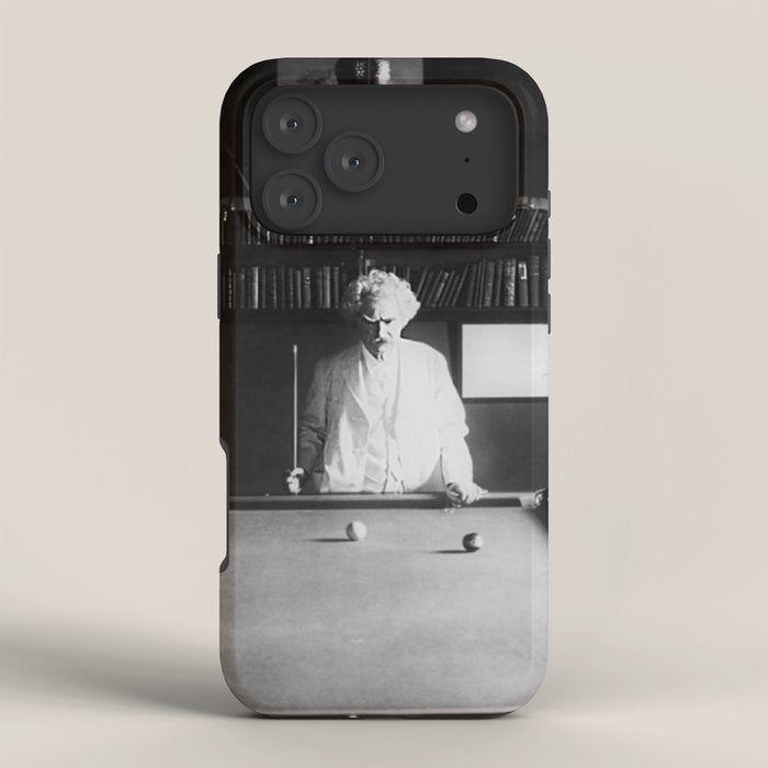 1891 Mark Twain playing billiards, pool black and white vintage photograph / photography iPhone Case