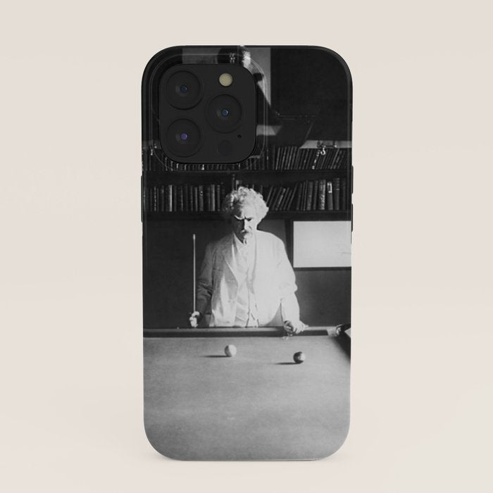 1891 Mark Twain playing billiards, pool black and white vintage photograph / photography iPhone Case