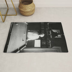 1891 Mark Twain playing billiards, pool black and white vintage photograph / photography Rug