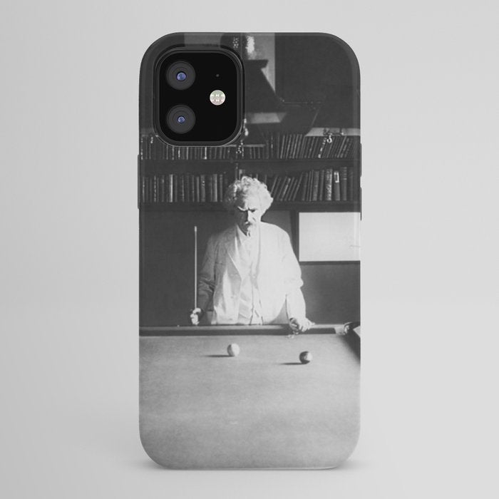 1891 Mark Twain playing billiards, pool black and white vintage photograph / photography iPhone Case