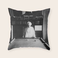 1891 Mark Twain playing billiards, pool black and white vintage photograph / photography Throw Pillow