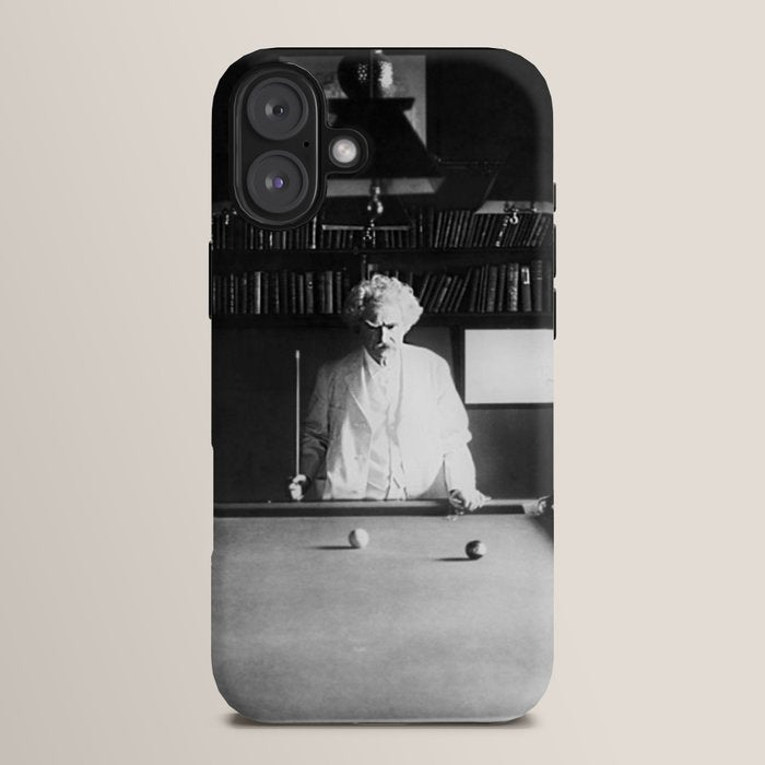 1891 Mark Twain playing billiards, pool black and white vintage photograph / photography iPhone Case
