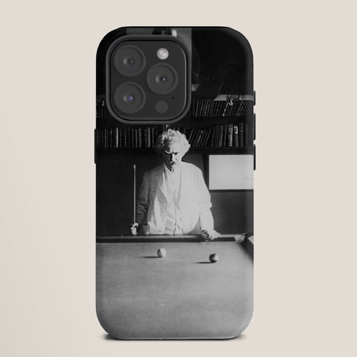 1891 Mark Twain playing billiards, pool black and white vintage photograph / photography iPhone Case