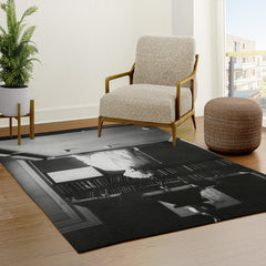 1891 Mark Twain playing billiards, pool black and white vintage photograph / photography Rug