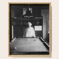1891 Mark Twain playing billiards, pool black and white vintage photograph / photography Serving Tray