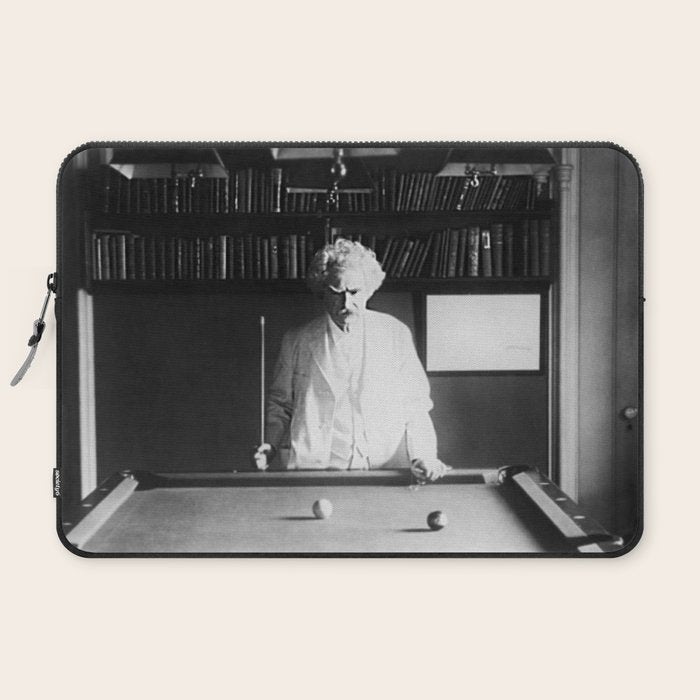 1891 Mark Twain playing billiards, pool black and white vintage photograph / photography Laptop Sleeve