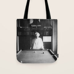 1891 Mark Twain playing billiards, pool black and white vintage photograph / photography Tote Bag