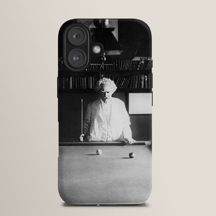 1891 Mark Twain playing billiards, pool black and white vintage photograph / photography iPhone Case