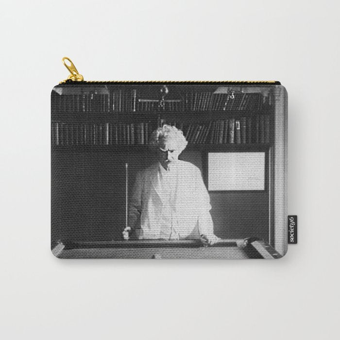 1891 Mark Twain playing billiards, pool black and white vintage photograph / photography Carry All Pouch