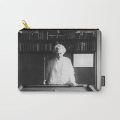 1891 Mark Twain playing billiards, pool black and white vintage photograph / photography Carry All Pouch