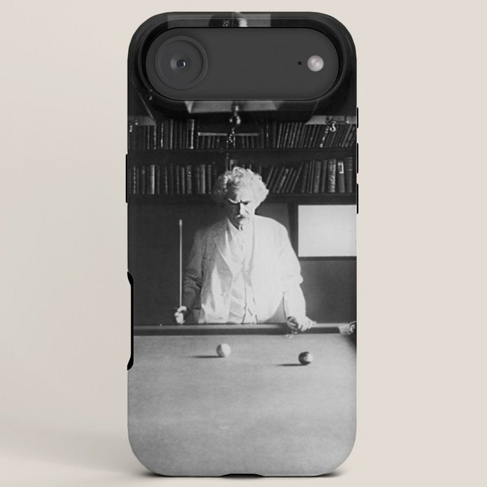 1891 Mark Twain playing billiards, pool black and white vintage photograph / photography iPhone Case