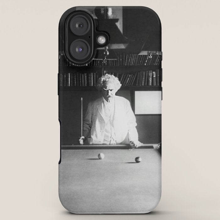 1891 Mark Twain playing billiards, pool black and white vintage photograph / photography iPhone Case