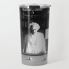 1891 Mark Twain playing billiards, pool black and white vintage photograph / photography Travel Mug