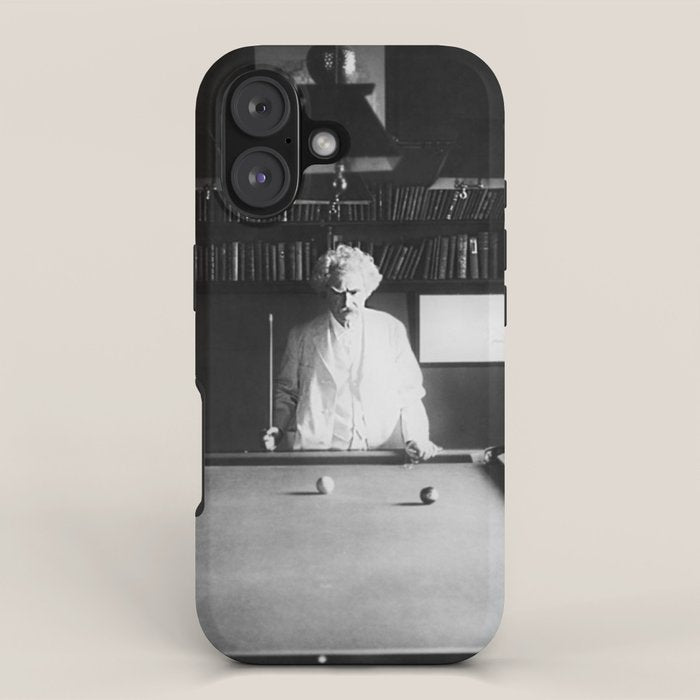 1891 Mark Twain playing billiards, pool black and white vintage photograph / photography iPhone Case