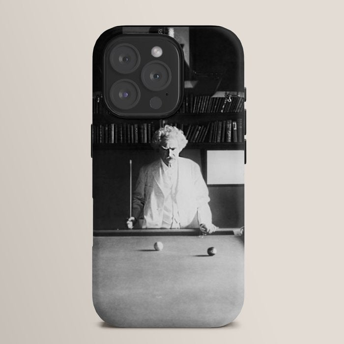 1891 Mark Twain playing billiards, pool black and white vintage photograph / photography iPhone Case