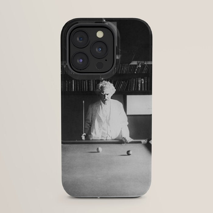 1891 Mark Twain playing billiards, pool black and white vintage photograph / photography iPhone Case