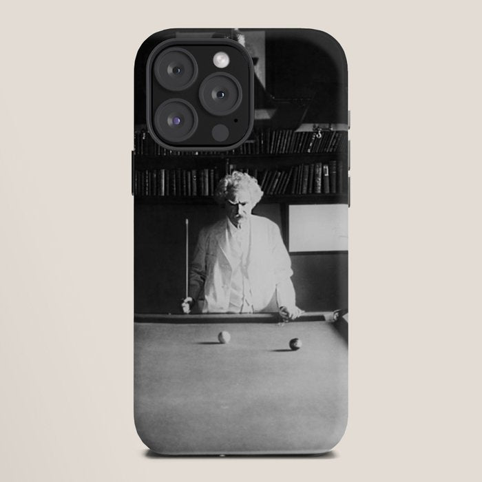 1891 Mark Twain playing billiards, pool black and white vintage photograph / photography iPhone Case