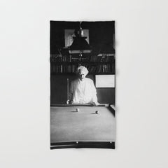 1891 Mark Twain playing billiards, pool black and white vintage photograph / photography Bath Towel