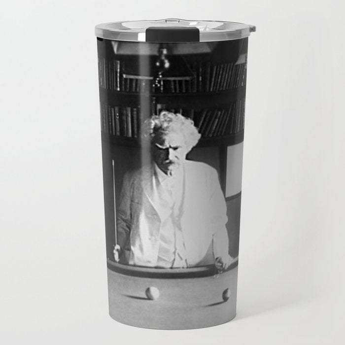 1891 Mark Twain playing billiards, pool black and white vintage photograph / photography Travel Mug