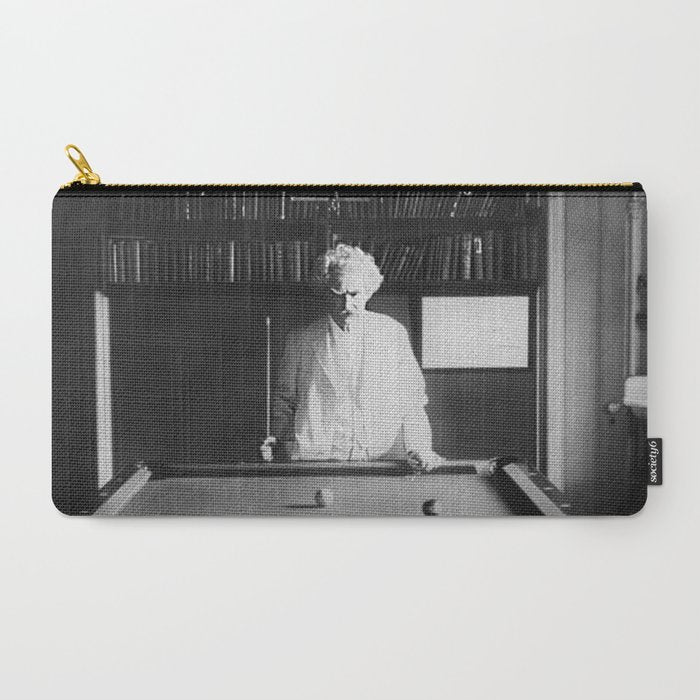 1891 Mark Twain playing billiards, pool black and white vintage photograph / photography Carry All Pouch