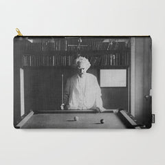 1891 Mark Twain playing billiards, pool black and white vintage photograph / photography Carry All Pouch