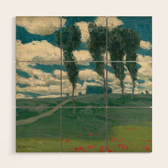 "Spring Landscape with Poplar Trees" by Alois Kalvoda, circa 1914-1920 Wood Wall Art