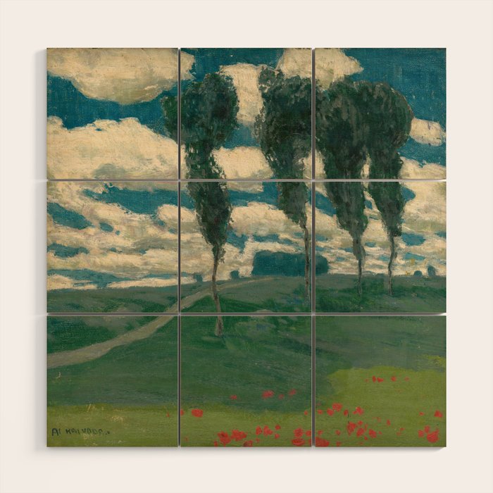 "Spring Landscape with Poplar Trees" by Alois Kalvoda, circa 1914-1920 Wood Wall Art