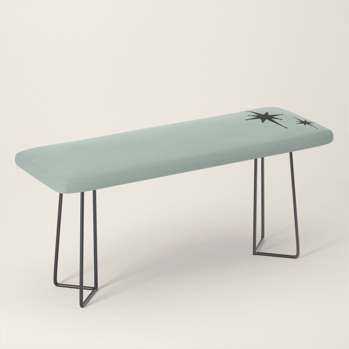 1950s Atomic Age Minimalist Starburst Pair in Black and 50s Celadon Teal Solid Bench