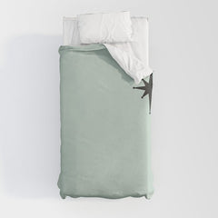 1950s Atomic Age Minimalist Starburst Pair in Black and 50s Celadon Teal Solid Duvet Cover