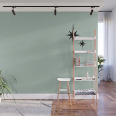 1950s Atomic Age Minimalist Starburst Pair in Black and 50s Celadon Teal Solid Wall Mural
