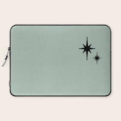 1950s Atomic Age Minimalist Starburst Pair in Black and 50s Celadon Teal Solid Laptop Sleeve