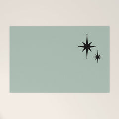 1950s Atomic Age Minimalist Starburst Pair in Black and 50s Celadon Teal Solid Welcome Mat