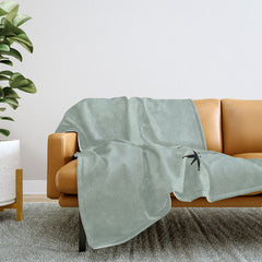 1950s Atomic Age Minimalist Starburst Pair in Black and 50s Celadon Teal Solid Throw Blanket