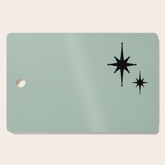 1950s Atomic Age Minimalist Starburst Pair in Black and 50s Celadon Teal Solid Cutting Board