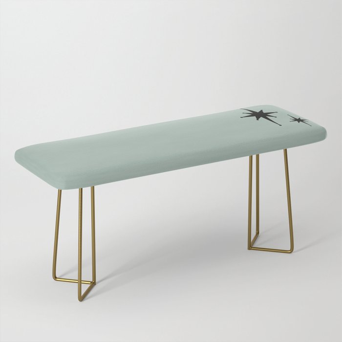 1950s Atomic Age Minimalist Starburst Pair in Black and 50s Celadon Teal Solid Bench
