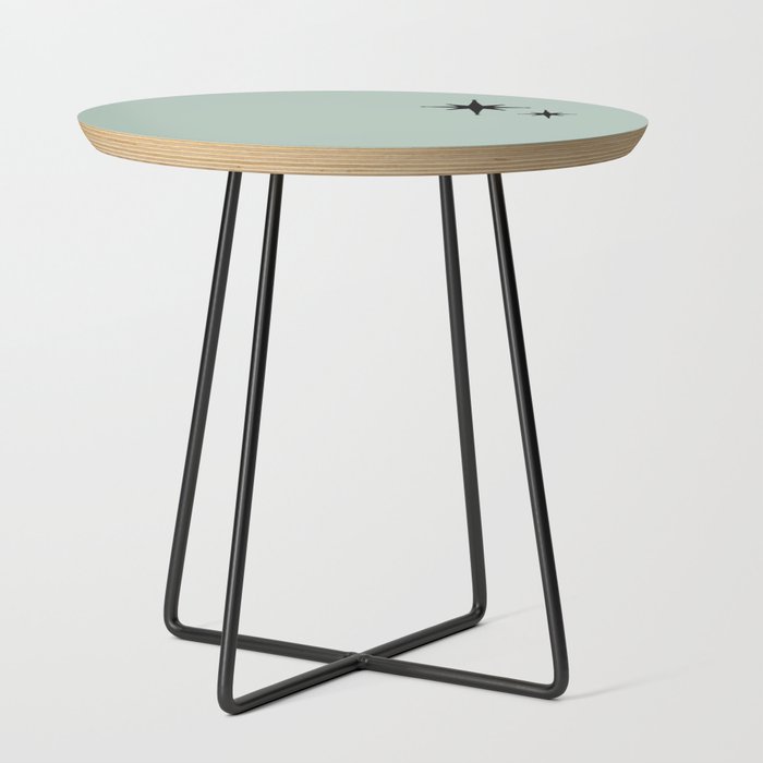 1950s Atomic Age Minimalist Starburst Pair in Black and 50s Celadon Teal Solid Side Table