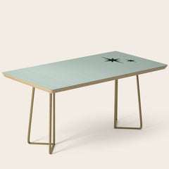 1950s Atomic Age Minimalist Starburst Pair in Black and 50s Celadon Teal Solid Coffee Table